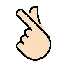 Hand With Index Finger And Thumb Crossed: Light Skin Tone Emoji 🫰🏻 image - OpenMoji style