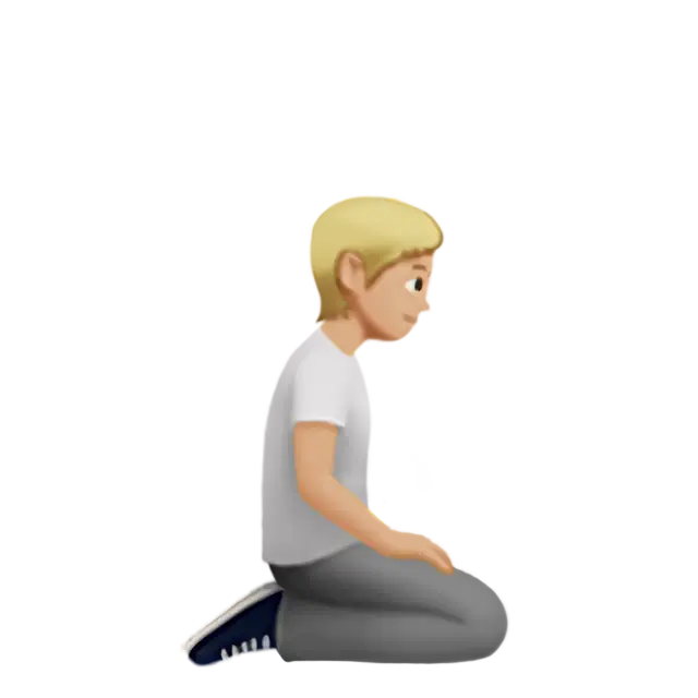 Person Kneeling Facing Right: Medium-Light Skin Tone
