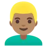 Man: Medium Skin Tone, Blond Hair Emoji 👱🏽‍♂️ image - Google Noto Color style