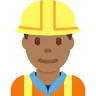 Man Construction Worker: Medium-Dark Skin Tone Emoji 👷🏾‍♂️ image - Twitter / X (Twemoji) style