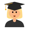 Woman Student: Medium-Light Skin Tone Emoji 👩🏼‍🎓 image - Tossface style