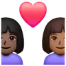 Couple With Heart: Woman, Woman, Dark Skin Tone, Medium-Dark Skin Tone Emoji 👩🏿‍❤️‍👩🏾 image - Samsung style