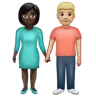Woman And Man Holding Hands: Dark Skin Tone, Medium-Light Skin Tone Emoji 👩🏿‍🤝‍👨🏼 image - WhatsApp style