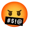 Ernstes Gesicht mit den Symbolen, die Mund bedecken Emoji 🤬 image - Google Noto Color style