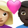 Couple With Heart: Woman, Man, Medium-Light Skin Tone, Dark Skin Tone Emoji 👩🏼‍❤️‍👨🏿 image - Apple style