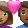 Couple With Heart: Woman, Man, Medium Skin Tone, Medium-Dark Skin Tone Emoji 👩🏽‍❤️‍👨🏾 image - Apple style