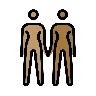 Women Holding Hands: Medium Skin Tone, Medium-Dark Skin Tone Emoji 👩🏽‍🤝‍👩🏾 image - OpenMoji style