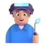 Man Factory Worker: Medium-Light Skin Tone Emoji 👨🏼‍🏭 image - Microsoft 3D Fluent style