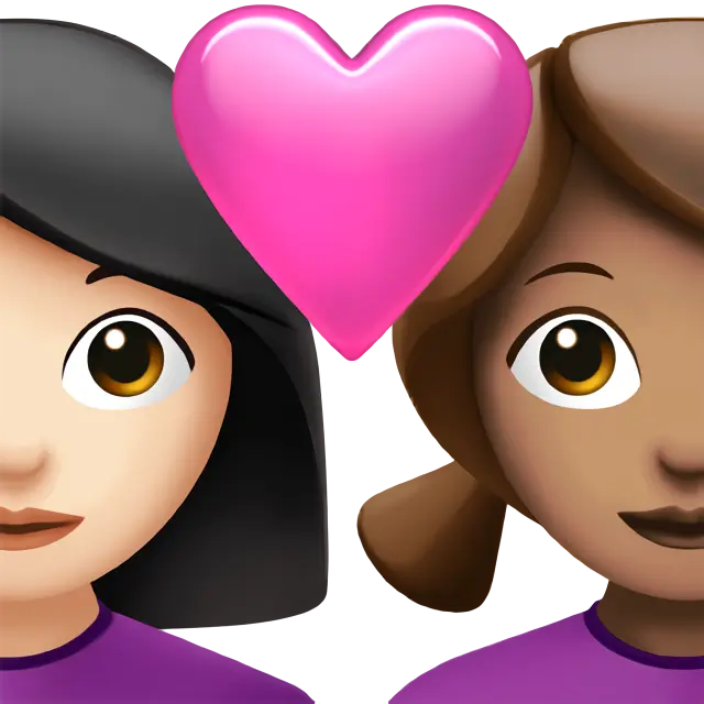 Couple With Heart: Woman, Woman, Light Skin Tone, Medium Skin Tone