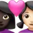 Couple With Heart: Woman, Woman, Dark Skin Tone, Light Skin Tone