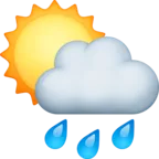 ดวงอาทิตย์สีขาวหลังเมฆกับฝน Emoji 🌦 image - Facebook Meta style