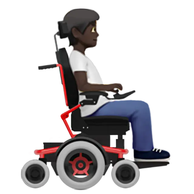 Person In Motorized Wheelchair Facing Right: Dark Skin Tone