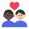 Couple With Heart: Man, Man, Dark Skin Tone, Light Skin Tone Emoji 👨🏿‍❤️‍👨🏻 image - Tossface style