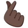 Hand With Index Finger And Thumb Crossed: Dark Skin Tone Emoji 🫰🏿 image - Google Noto Color style