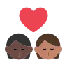 Kiss: Person, Person, Dark Skin Tone, Medium Skin Tone Emoji 🧑🏿‍❤️‍💋‍🧑🏽 image - Tossface style