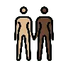 Women Holding Hands: Medium-Light Skin Tone, Dark Skin Tone Emoji 👩🏼‍🤝‍👩🏿 image - OpenMoji style