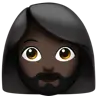 Woman: Dark Skin Tone, Beard Emoji 🧔🏿‍♀️ image - WhatsApp style