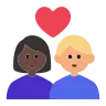 Couple With Heart: Woman, Man, Dark Skin Tone, Medium-Light Skin Tone Emoji 👩🏿‍❤️‍👨🏼 image - Tossface style