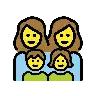 Family: Woman, Woman, Girl, Boy Emoji 👩‍👩‍👧‍👦 image - OpenMoji style