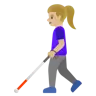 Woman With White Cane: Medium-Light Skin Tone Emoji 👩🏼‍🦯 image - Google Noto Color style