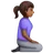 Woman Kneeling Facing Right: Medium-Dark Skin Tone