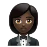 Woman In Tuxedo: Dark Skin Tone Emoji 🤵🏿‍♀️ image - WhatsApp style
