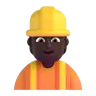 Construction Worker: Dark Skin Tone Emoji 👷🏿 image - Microsoft 3D Fluent style