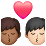 Kiss: Man, Man, Light Skin Tone, Medium-Dark Skin Tone Emoji 👨🏻‍❤️‍💋‍👨🏾 image - Samsung style