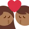 Kiss: Woman, Man, Medium-Dark Skin Tone Emoji 👩🏾‍❤️‍💋‍👨🏾 image - Twitter / X (Twemoji) style
