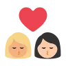 Kiss: Woman, Woman, Medium-Light Skin Tone, Light Skin Tone Emoji 👩🏼‍❤️‍💋‍👩🏻 image - Tossface style