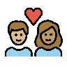 Couple With Heart: Person, Person, Medium-Light Skin Tone, Medium Skin Tone Emoji 🧑🏼‍❤️‍🧑🏽 image - OpenMoji style