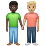Men Holding Hands: Dark Skin Tone, Medium-Light Skin Tone Emoji 👨🏿‍🤝‍👨🏼 image - WhatsApp style