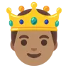 Prince: Medium Skin Tone Emoji 🤴🏽 image - Google Noto Color style