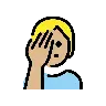 Person Facepalming: Medium-Light Skin Tone Emoji 🤦🏼 image - OpenMoji style