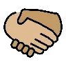 Handshake: Medium-Light Skin Tone, Medium Skin Tone Emoji 🫱🏼‍🫲🏽 image - OpenMoji style