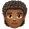 Person: Medium-Dark Skin Tone, Curly Hair Emoji 🧑🏾‍🦱 image - WhatsApp style