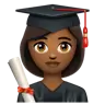 Woman Student: Medium-Dark Skin Tone Emoji 👩🏾‍🎓 image - WhatsApp style