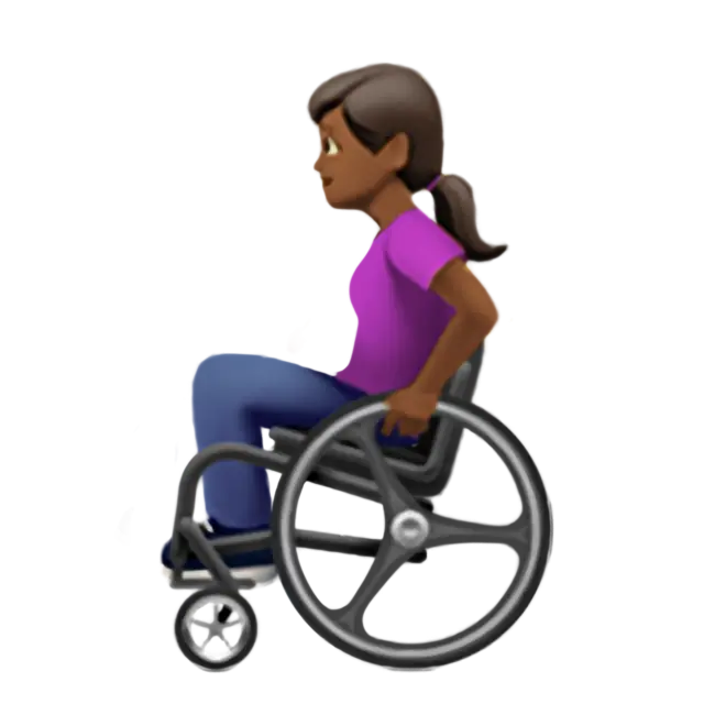Woman In Manual Wheelchair: Medium-Dark Skin Tone