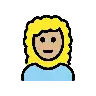 Woman: Medium-Light Skin Tone, Curly Hair Emoji 👩🏼‍🦱 image - OpenMoji style