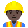 Man Construction Worker: Dark Skin Tone Emoji 👷🏿‍♂️ image - Google Noto Color style
