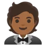 Person In Tuxedo: Medium-Dark Skin Tone Emoji 🤵🏾 image - Google Noto Color style