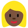 Woman: Dark Skin Tone, Blond Hair Emoji 👱🏿‍♀️ image - Twitter / X (Twemoji) style