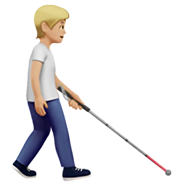 Person With White Cane Facing Right: Medium-Light Skin Tone