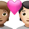 Couple With Heart: Person, Person, Medium Skin Tone, Light Skin Tone Emoji 🧑🏽‍❤️‍🧑🏻 image - Apple style