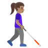 Woman With White Cane Facing Right: Medium Skin Tone Emoji 👩🏽‍🦯‍➡️ image - Google Noto Color style