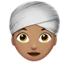 Woman Wearing Turban: Medium Skin Tone Emoji 👳🏽‍♀️ image - Apple style