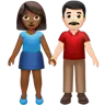 Woman And Man Holding Hands: Medium-Dark Skin Tone, Light Skin Tone Emoji 👩🏾‍🤝‍👨🏻 image - Apple style