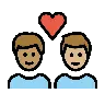 Couple With Heart: Man, Man, Medium Skin Tone, Medium-Light Skin Tone Emoji 👨🏽‍❤️‍👨🏼 image - OpenMoji style