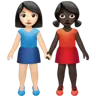 Women Holding Hands: Light Skin Tone, Dark Skin Tone Emoji 👩🏻‍🤝‍👩🏿 image - Apple style