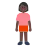 Woman Standing: Dark Skin Tone Emoji 🧍🏿‍♀️ image - Tossface style